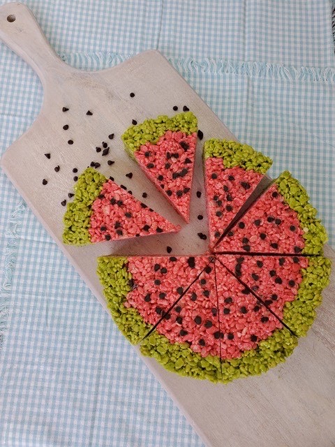 Watermelon rice krispy treats